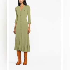 Sandro Lilwenn Mixed Ribbed Knit Midi Dress size 38